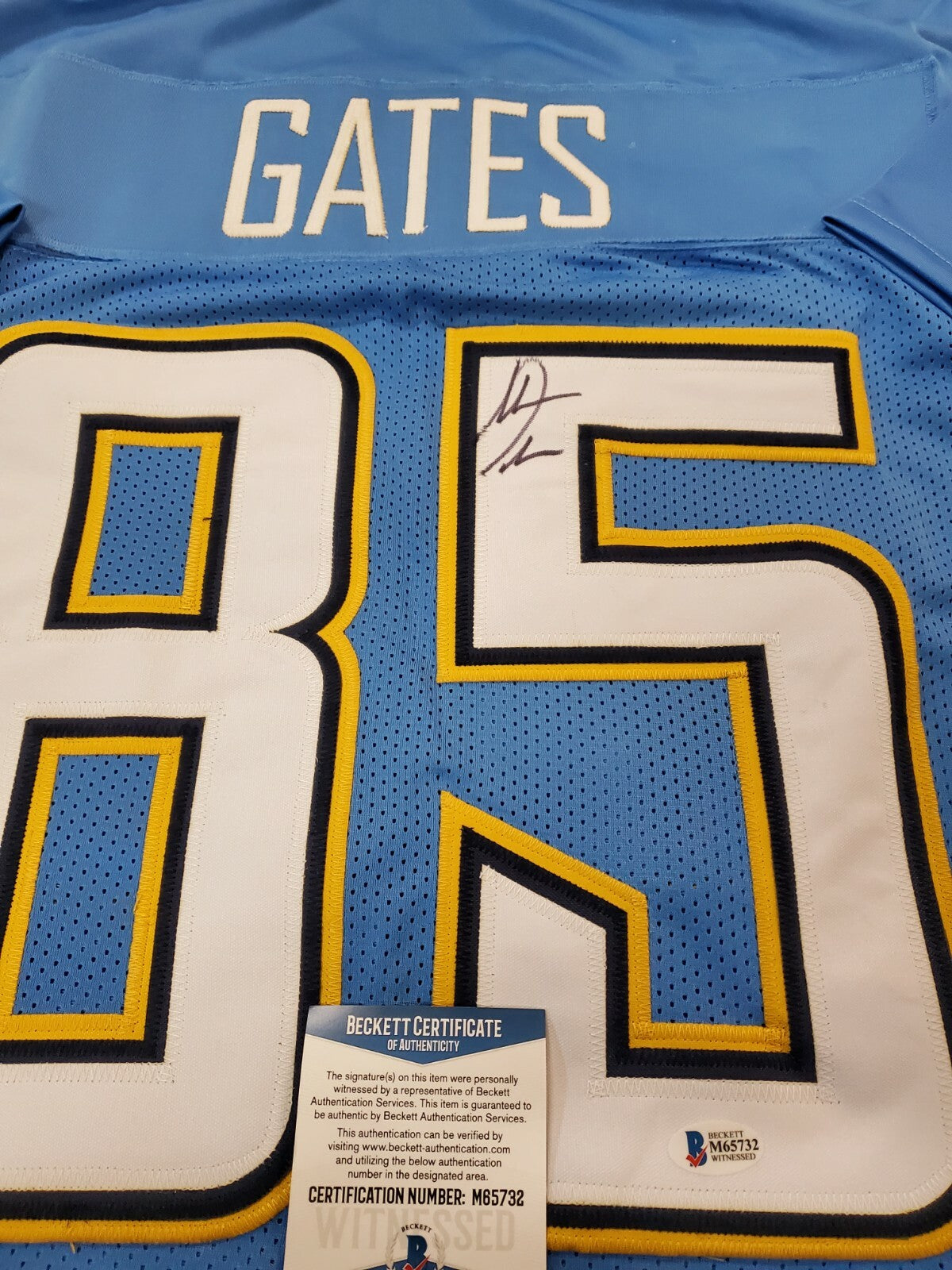 L.A. Chargers Antonio Gates Autographed Signed Jersey Beckett Coa