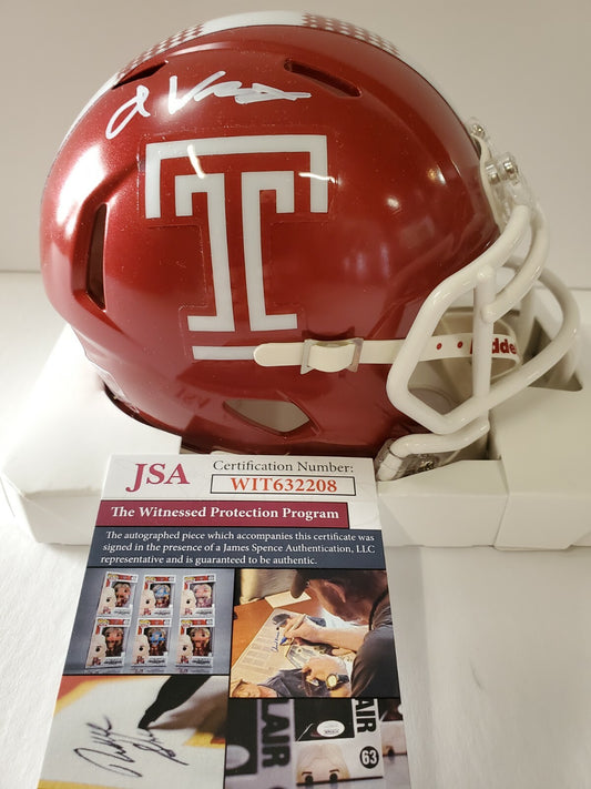 Temple Owls Isaiah Wright Autographed Signed Mini Helmet Jsa Coa