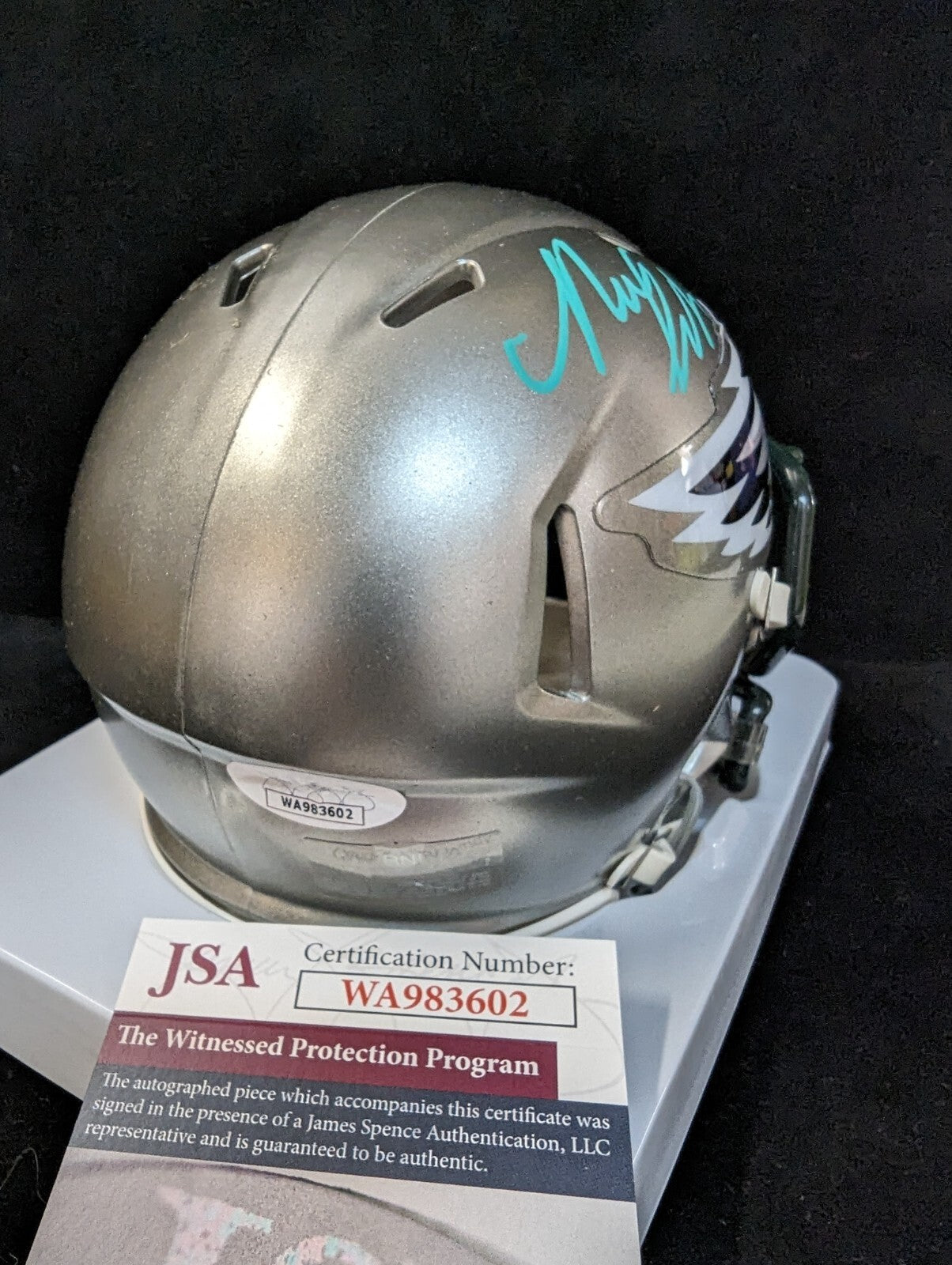 Philadelphia Eagles Nolan Smith Jr Autographed Signed Flash Mini Helmet Jsa Coa