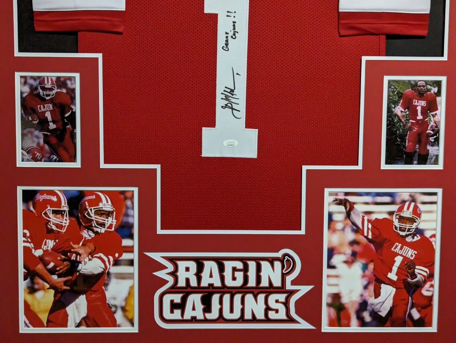 MVP Authentics Framed Louisiana Ragin Cajuns Brian Mitchell Autographed Inscribed Jersey Jsa 540 sports jersey framing , jersey framing