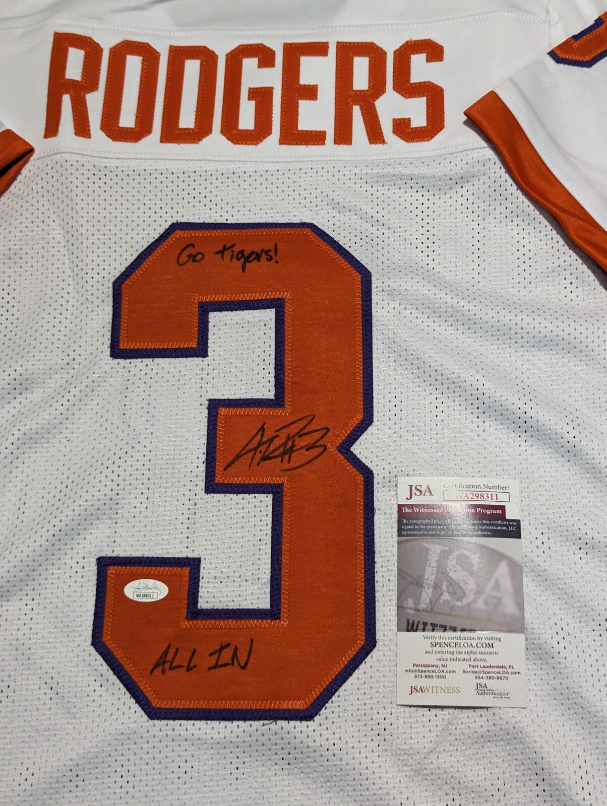 Clemson Tigers Amari Rodgers Autographed Signed 2X Inscribed Jersey Jsa  Coa