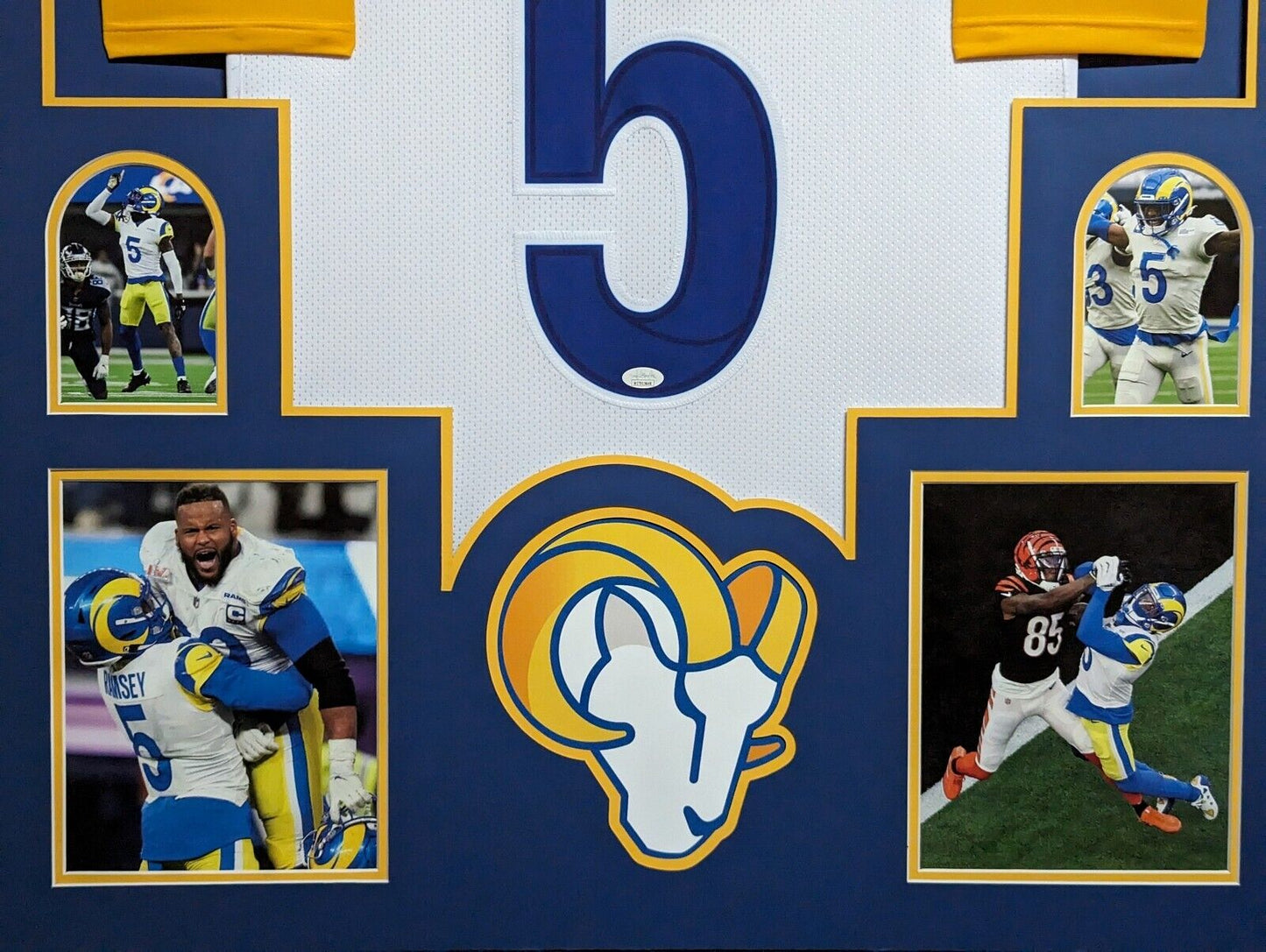 MVP Authentics Framed Los Angeles Rams Jalen Ramsey Autographed Signed Jersey Jsa Coa 540 sports jersey framing , jersey framing