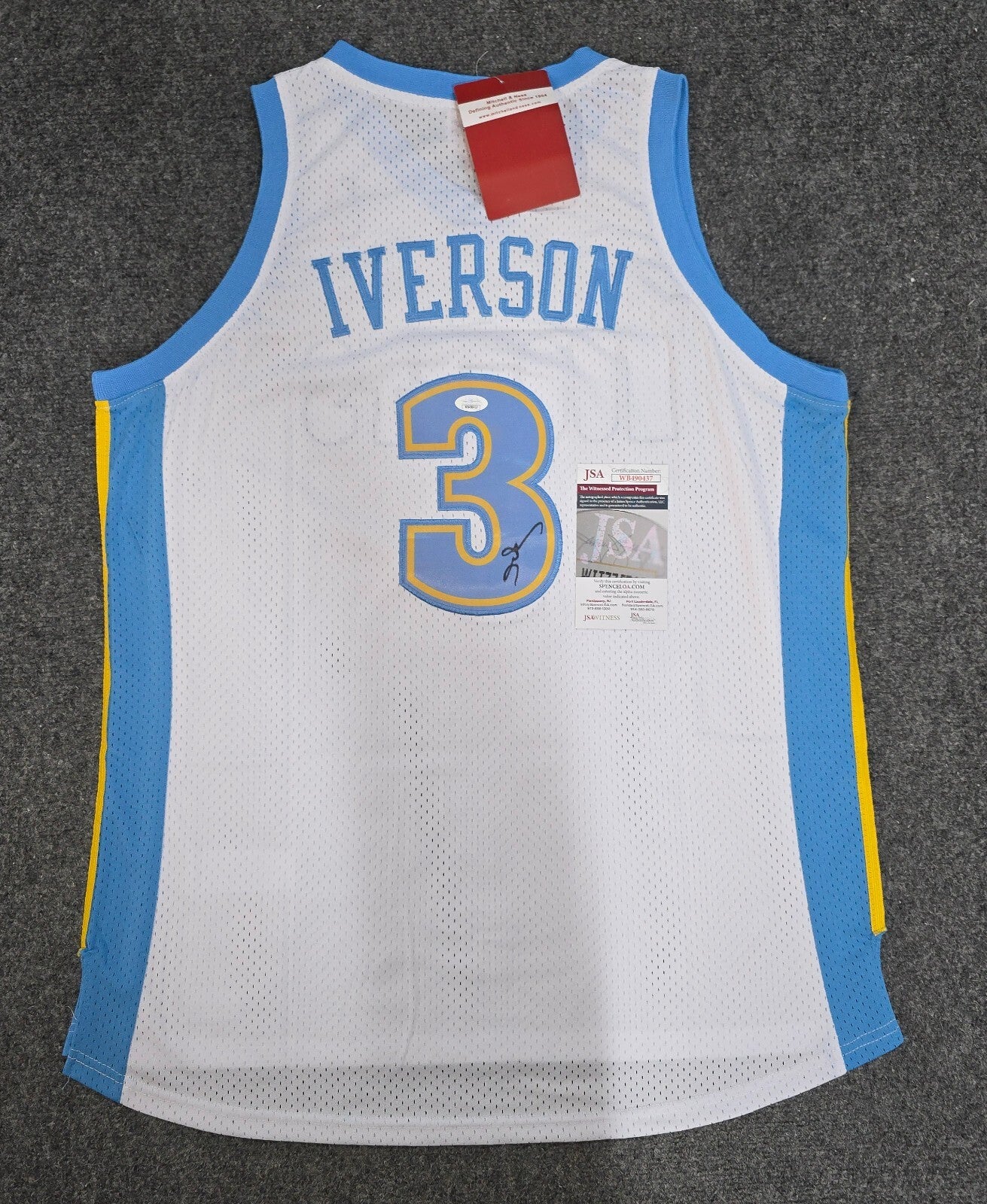 Denver Nuggets Allen Iverson Autographed Signed Jersey Jsa Coa