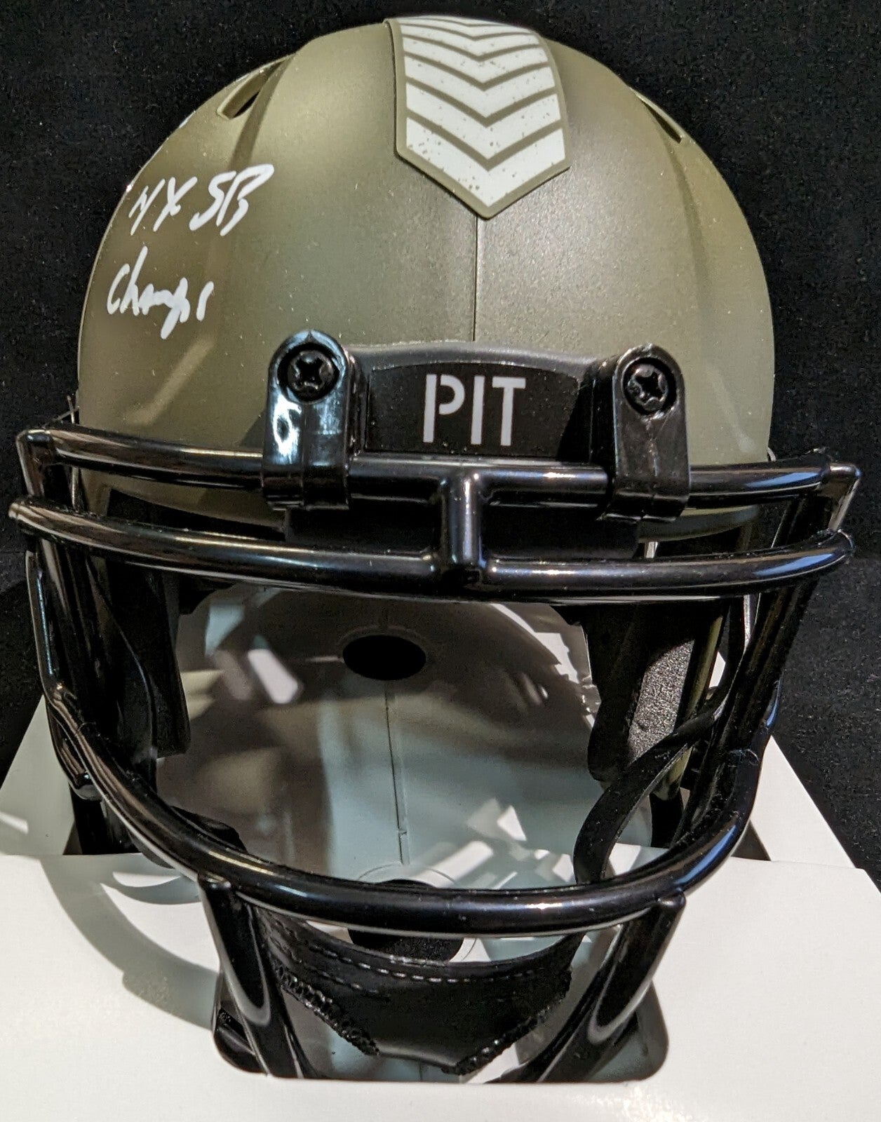Pittsburgh Steelers Rocky Bleier Signed Inscribed Salute Mini Helmet Bas Holo