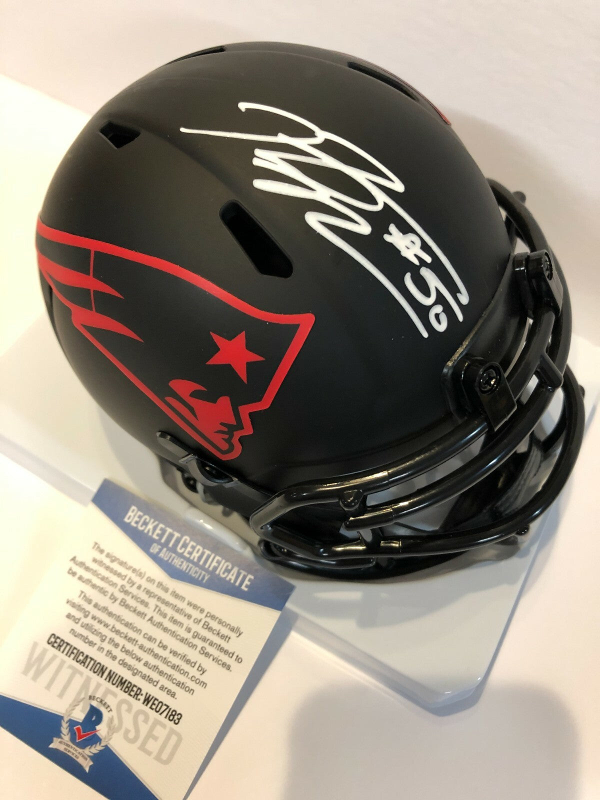 Rob Ninkovich Signed New England Patriots Eclipse Mini Helmet Beckett Coa