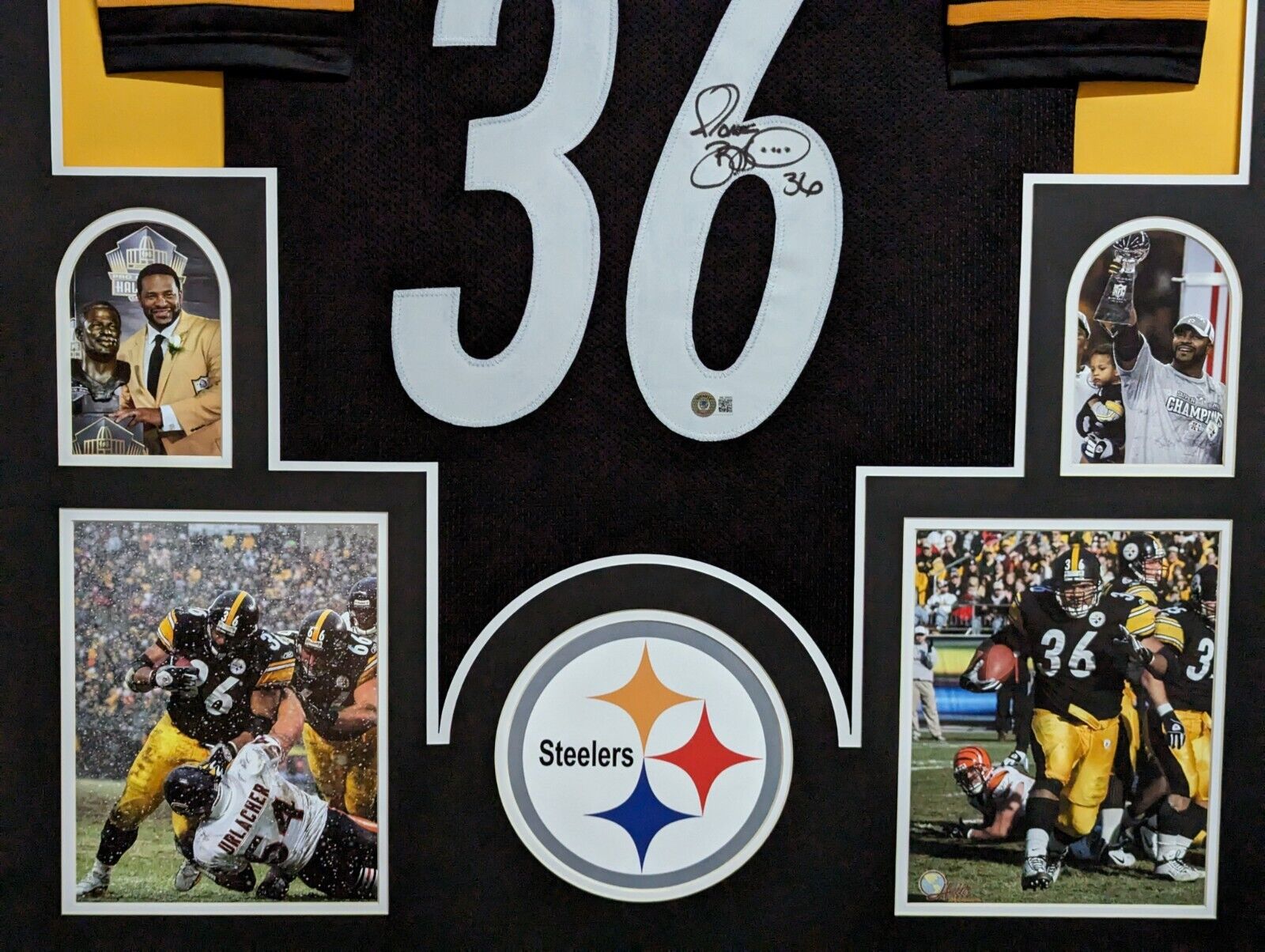 MVP Authentics Framed Pittsburgh Steelers Jerome Bettis Autographed Signed Jersey Beckett Coa 629.10 sports jersey framing , jersey framing