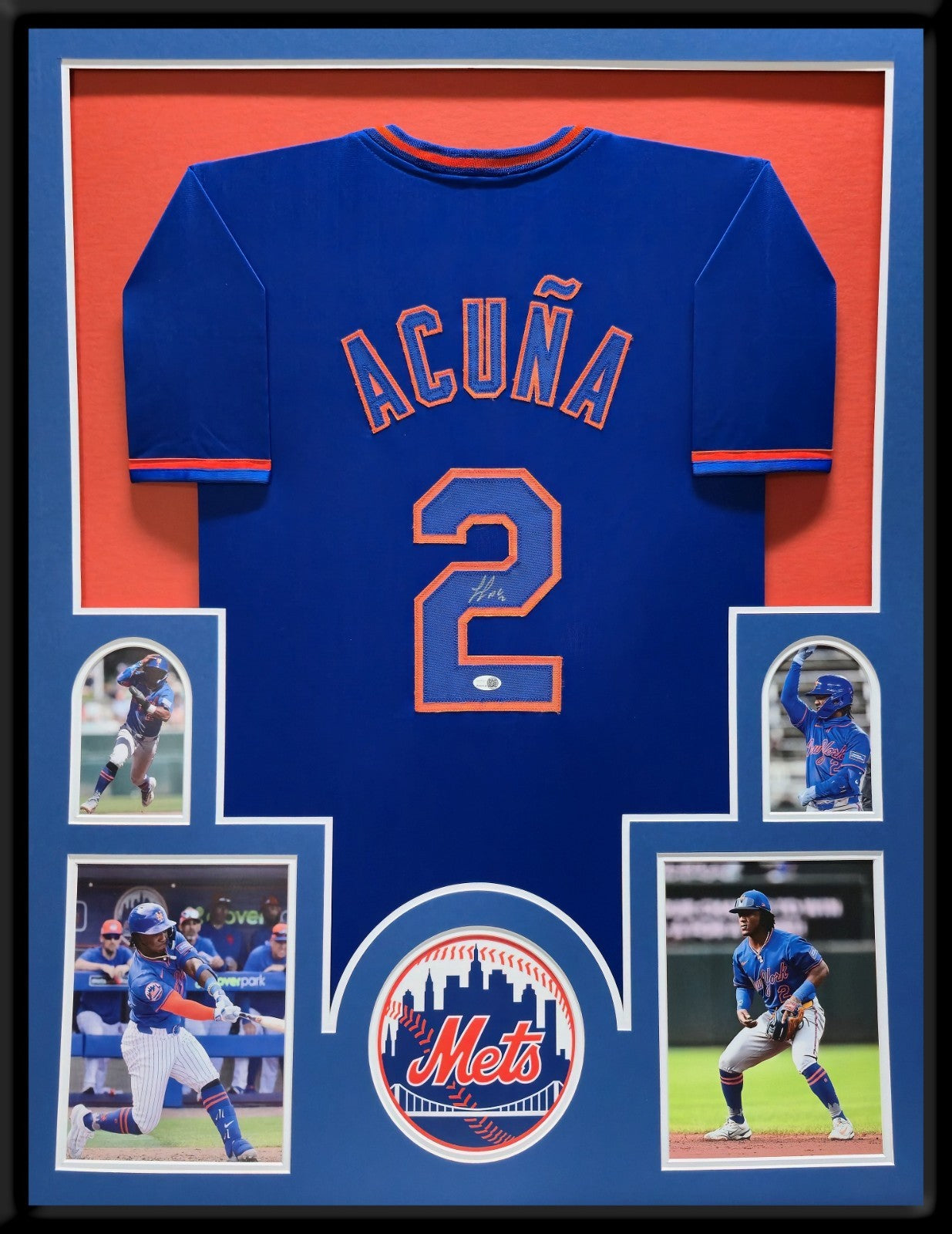 Framed New York Mets Luisangel Acuna Autographed Signed Jersey Jsa Coa