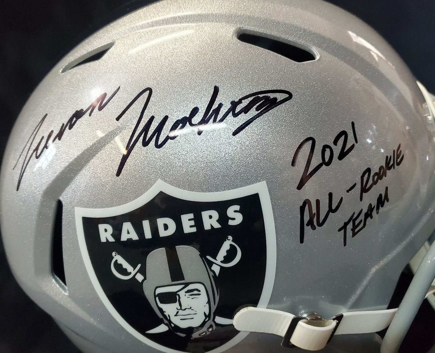 Las Vegas Raiders Tre'von Moehrig Autographed Inscribed Full Size Helmet Jsa Coa