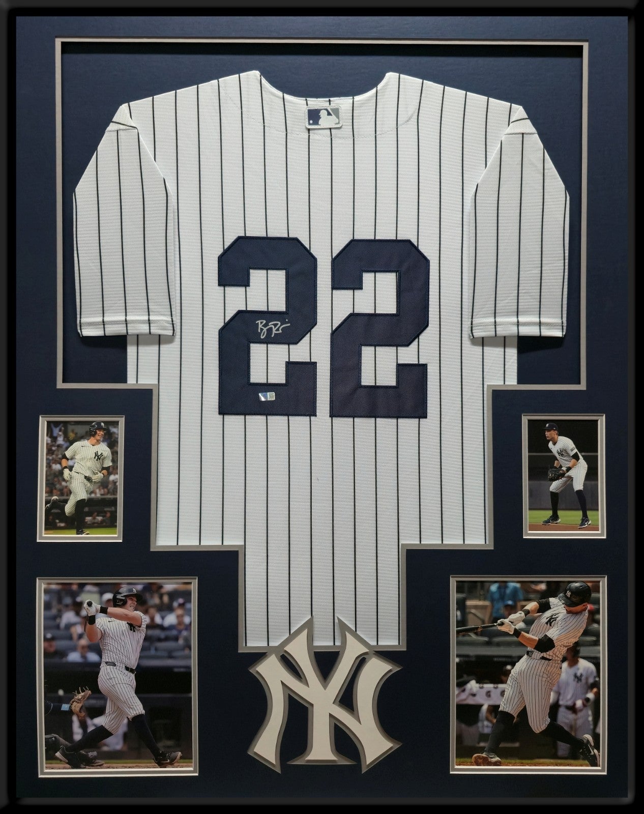 Framed N.Y. Yankees Ben Rice Autographed Signed Insc Jersey Beckett Holo