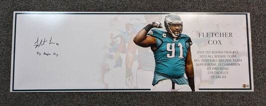 Philadelphia Eagles Fletcher Cox Autographed Signed 36X12 Panoramic Beckett Holo