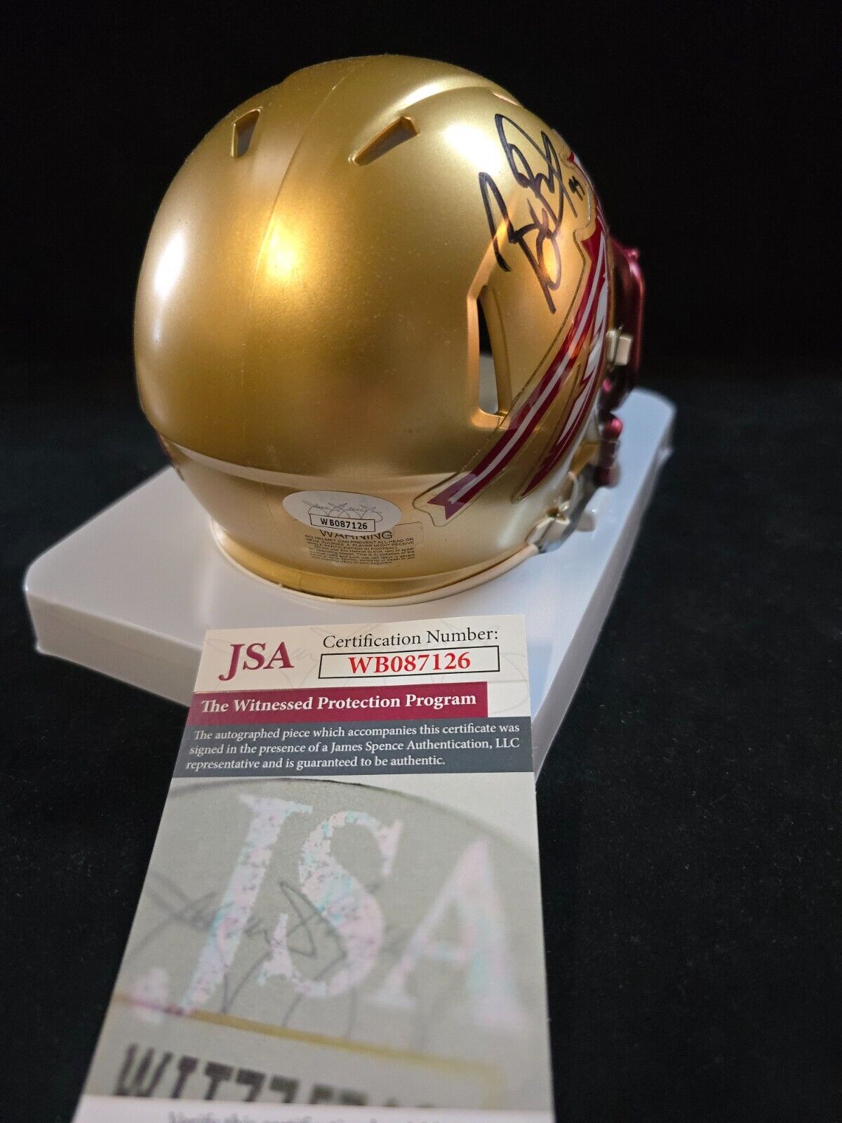 Florida State Seminoles Brian Burns Autographed Signed Speed Mini Helmet Jsa