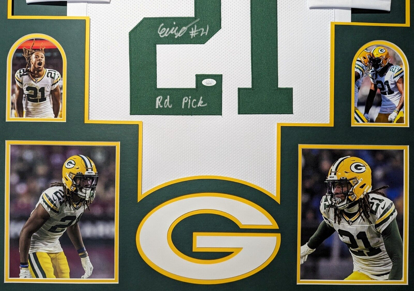 MVP Authentics Framed Green Bay Packers Eric Stokes Autographed Signed Inscribed Jersey Jsa Coa 450 sports jersey framing , jersey framing