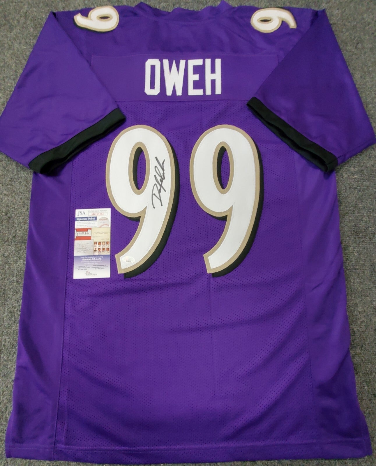 Baltimore Ravens Odafe Jayson Oweh Autographed Signed Jersey Jsa Coa