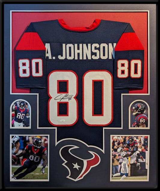 Framed Houston Texans Andre Johnson Autographed Signed Jersey Jsa Coa