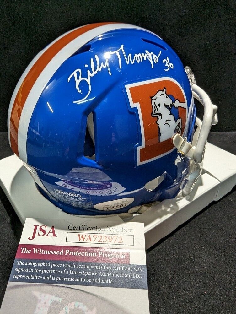 MVP Authentics Denver Broncos Billy Thompson Autographed Signed Throwback Mini Helmet Jsa Coa 76.50 sports jersey framing , jersey framing