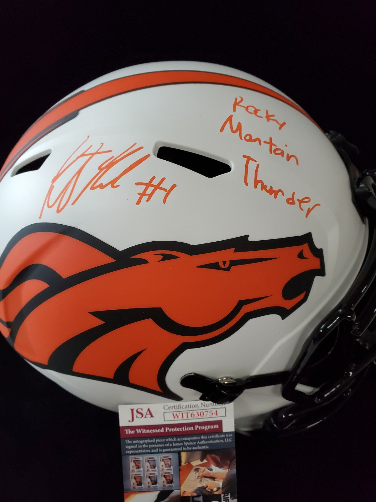 Denver Broncos Kj Hamler Autographed Inscribed Full Sz Lunar Rep Helmet Jsa Coa