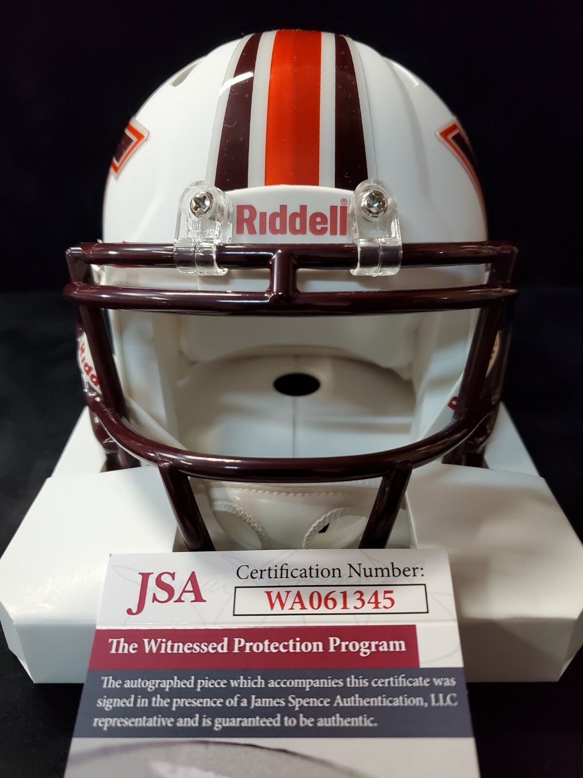 Virginia Tech Hokies Michael Vick Mini Helmet Jsa Coa