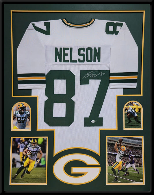 Framed Green Bay Packers Jordy Nelson Autographed Signed Jersey Beckett Coa