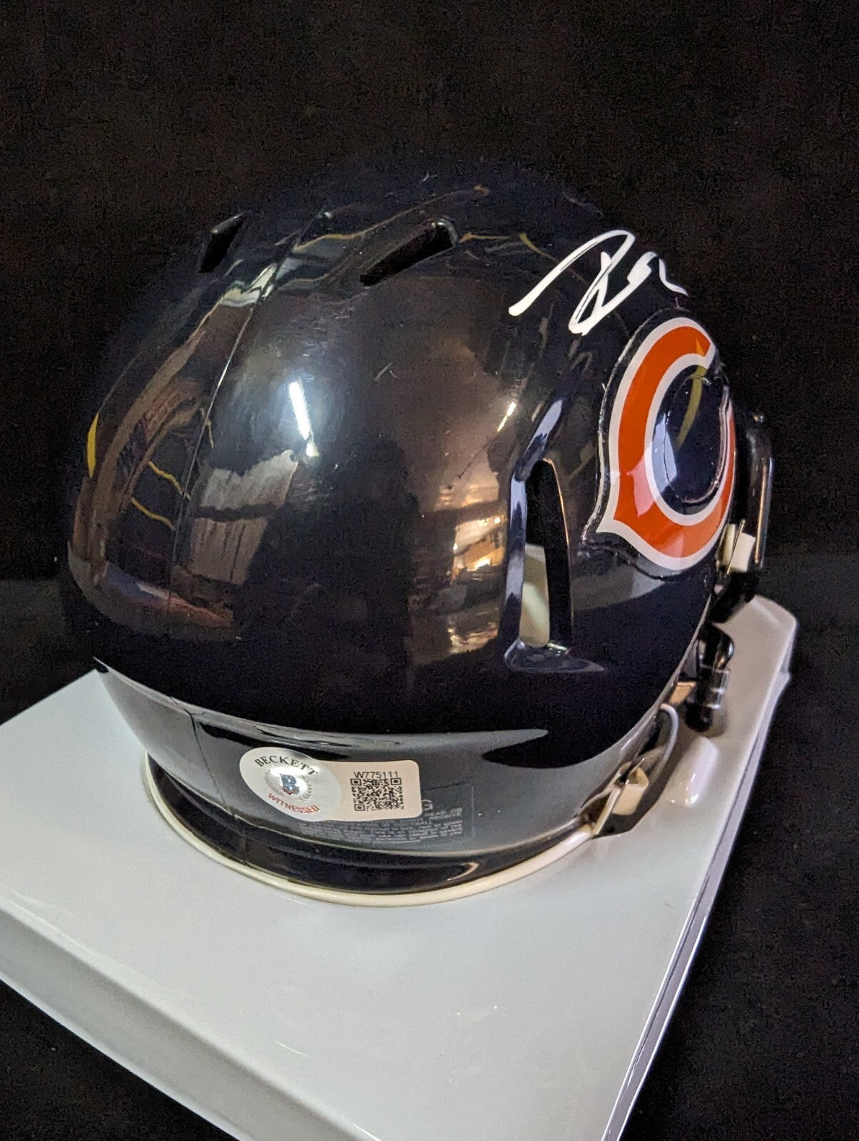 Chicago Bears Roschon Johnson Autographed Speed Mini Helmet Beckett Holo