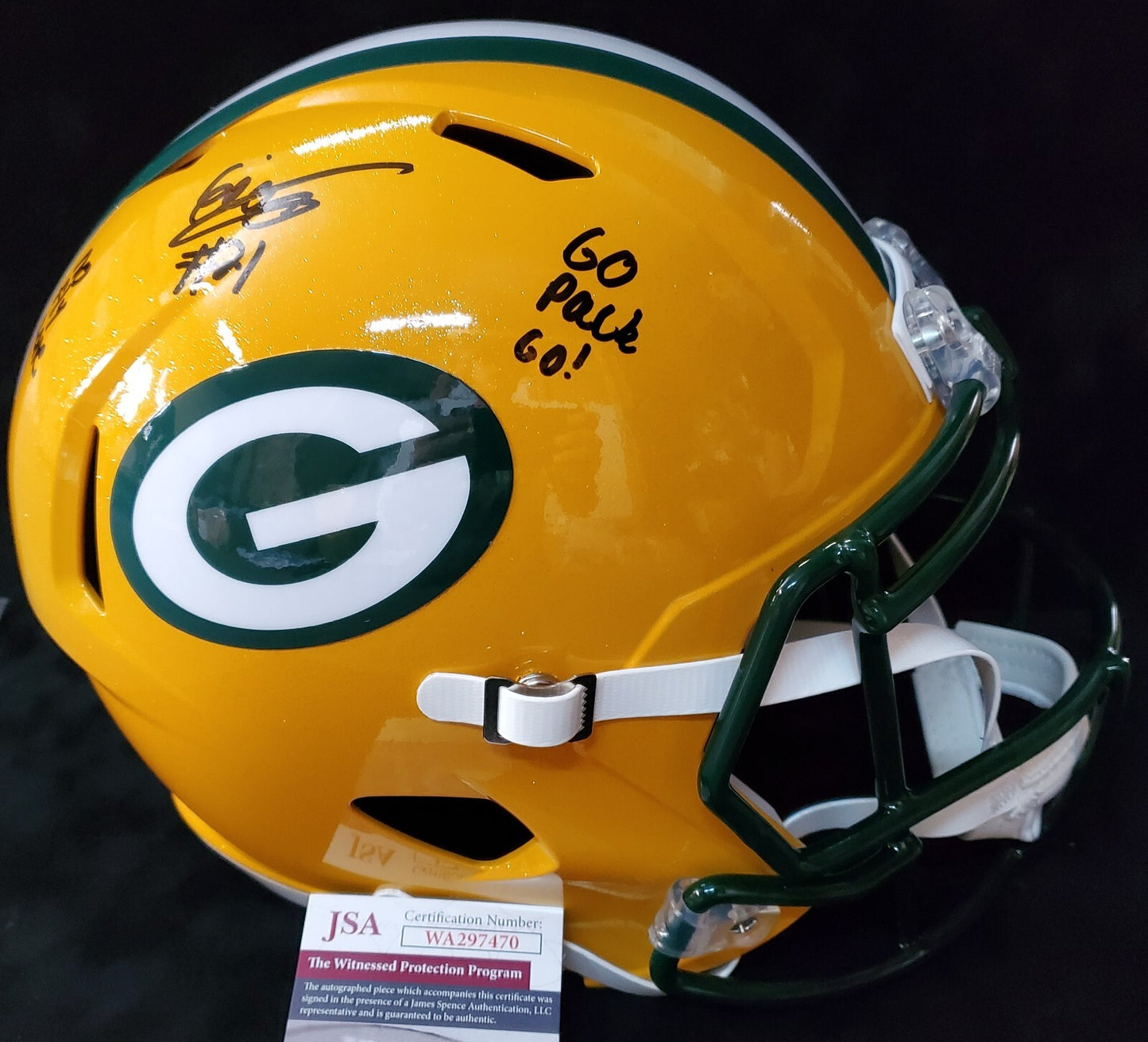 Green Bay Packers Eric Stokes Signed Insc Full Size Speed Replica Helmet Jsa