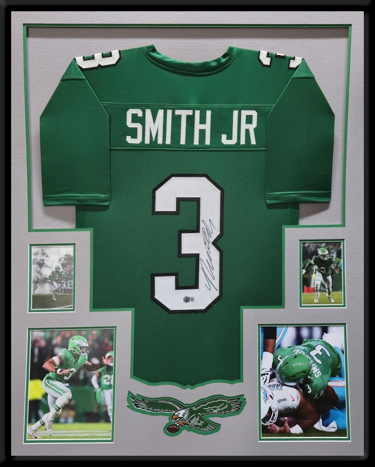 Framed Philadelphia Eagles Nolan Smith Jr Autographed Signed Jersey Beckett Holo