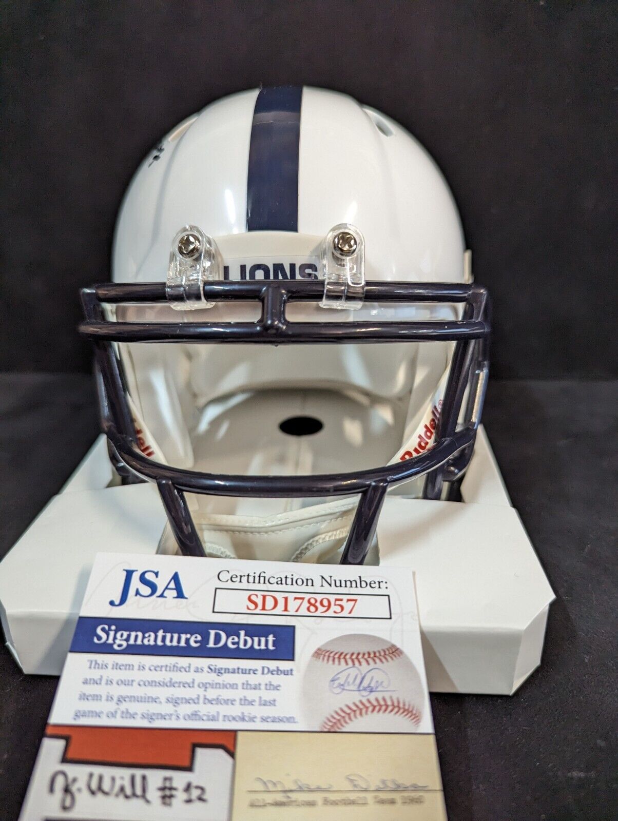 MVP Authentics Penn State Nittany Lions Pj Mustipher Autographed Signed Mini Helmet Jsa Coa 71.10 sports jersey framing , jersey framing