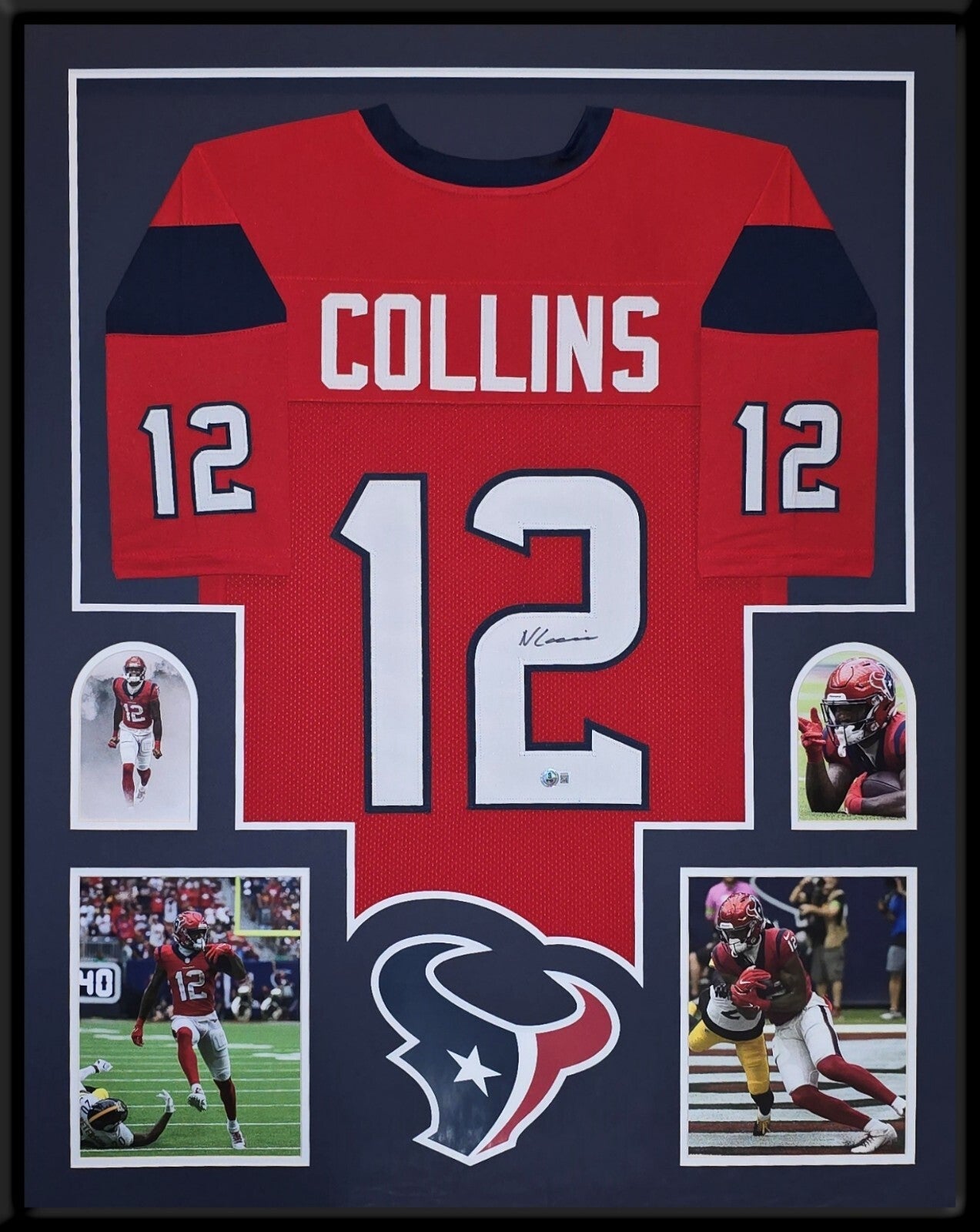 Framed Houston Texans Nico Collins Autographed Signed Jersey Beckett Holo