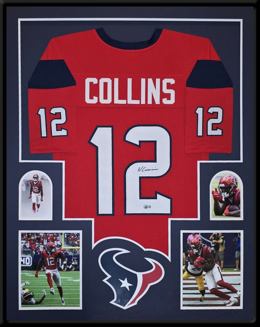 Framed Houston Texans Nico Collins Autographed Signed Jersey Beckett Holo