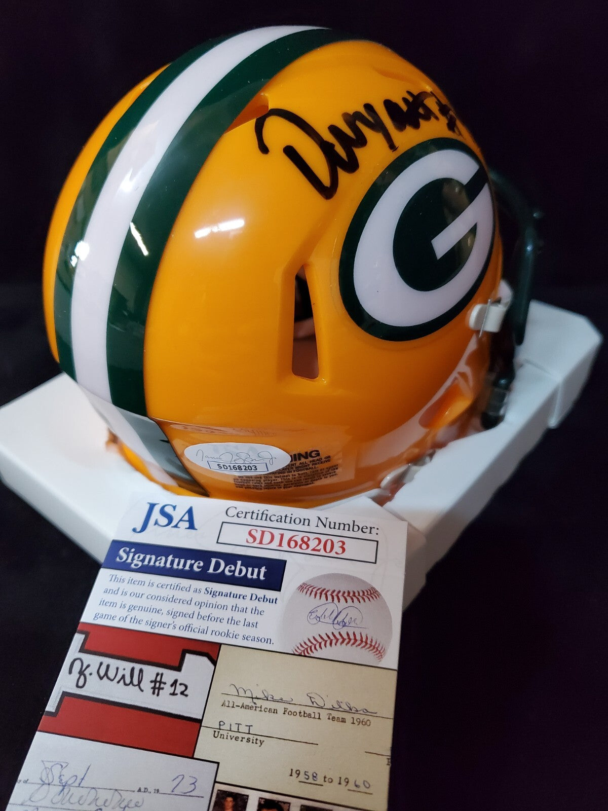 Green Bay Packers Devonte Wyatt Autographed Signed Speed Mini Helmet Jsa Coa