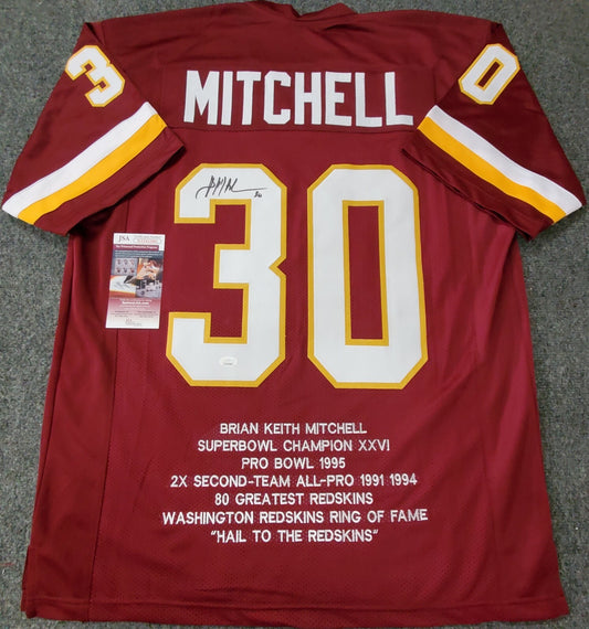 Washington Football Brian Mitchell Autographed Stat Jersey Jsa Coa