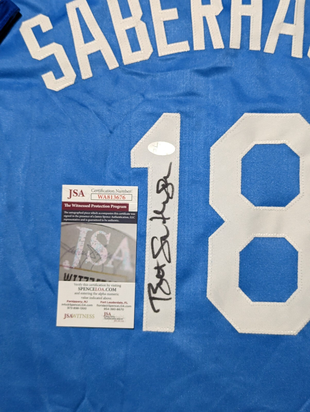 Kansas City Royals Bret Saberhagen Autographed Signed Custom Jersey Jsa Coa