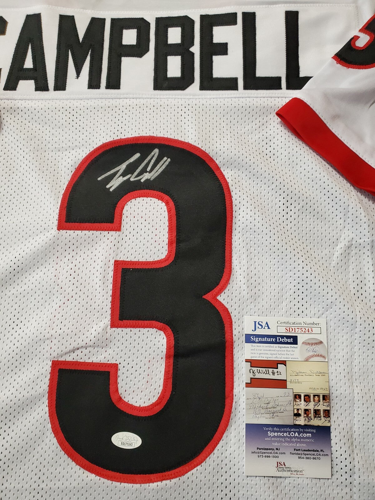 Georgia Bulldogs Tyson Campbell Autographed Signed Jersey Jsa Coa