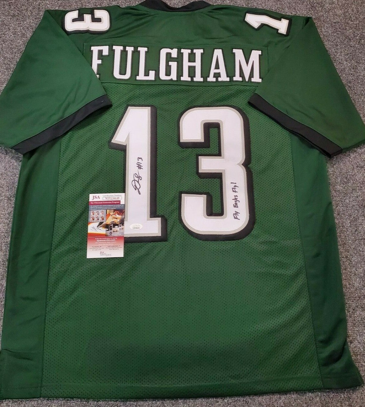 Philadelphia Eagles Travis Fulgham Autographed Inscribed Jersey Jsa Coa