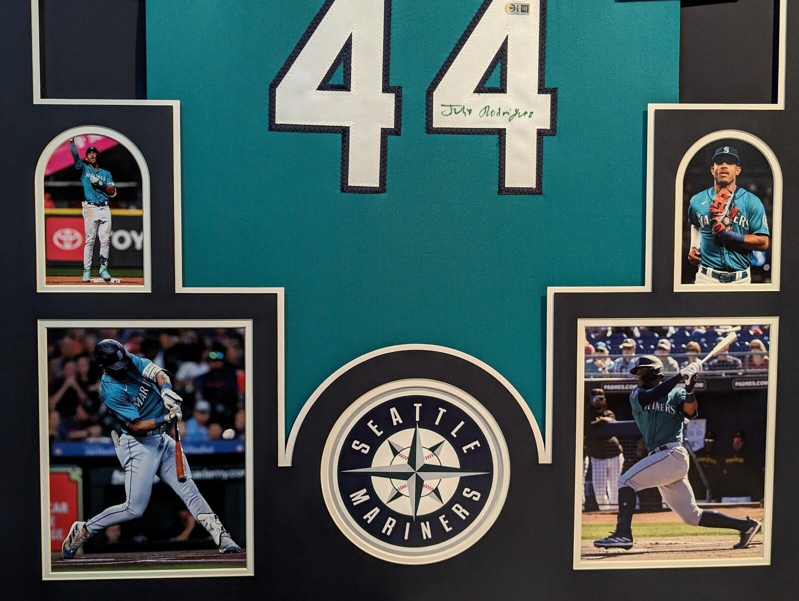 MVP Authentics Framed Seattle Mariners Julio Rodriguez "2022 Roy" Autographed Jersey Jsa Coa 675 sports jersey framing , jersey framing