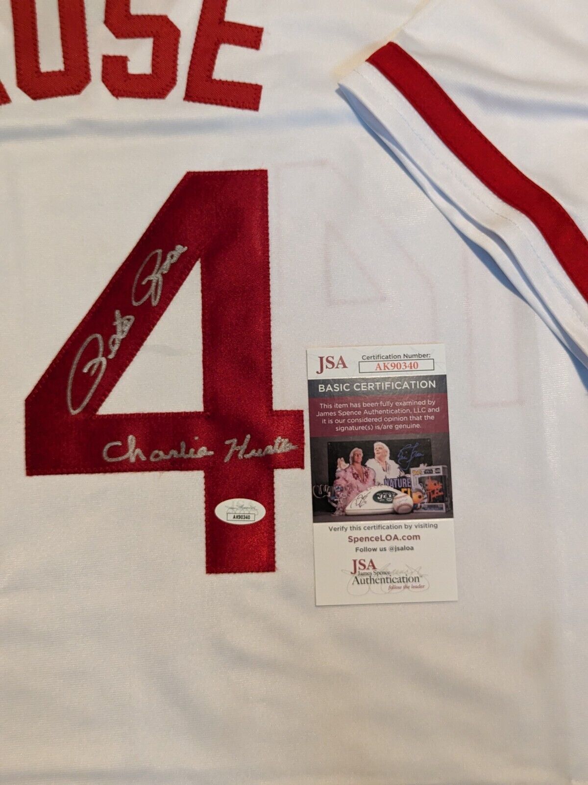 MVP Authentics Cincinnati Reds Pete Rose Autographed Signed Inscribed Custom Jersey Jsa Coa 139.50 sports jersey framing , jersey framing