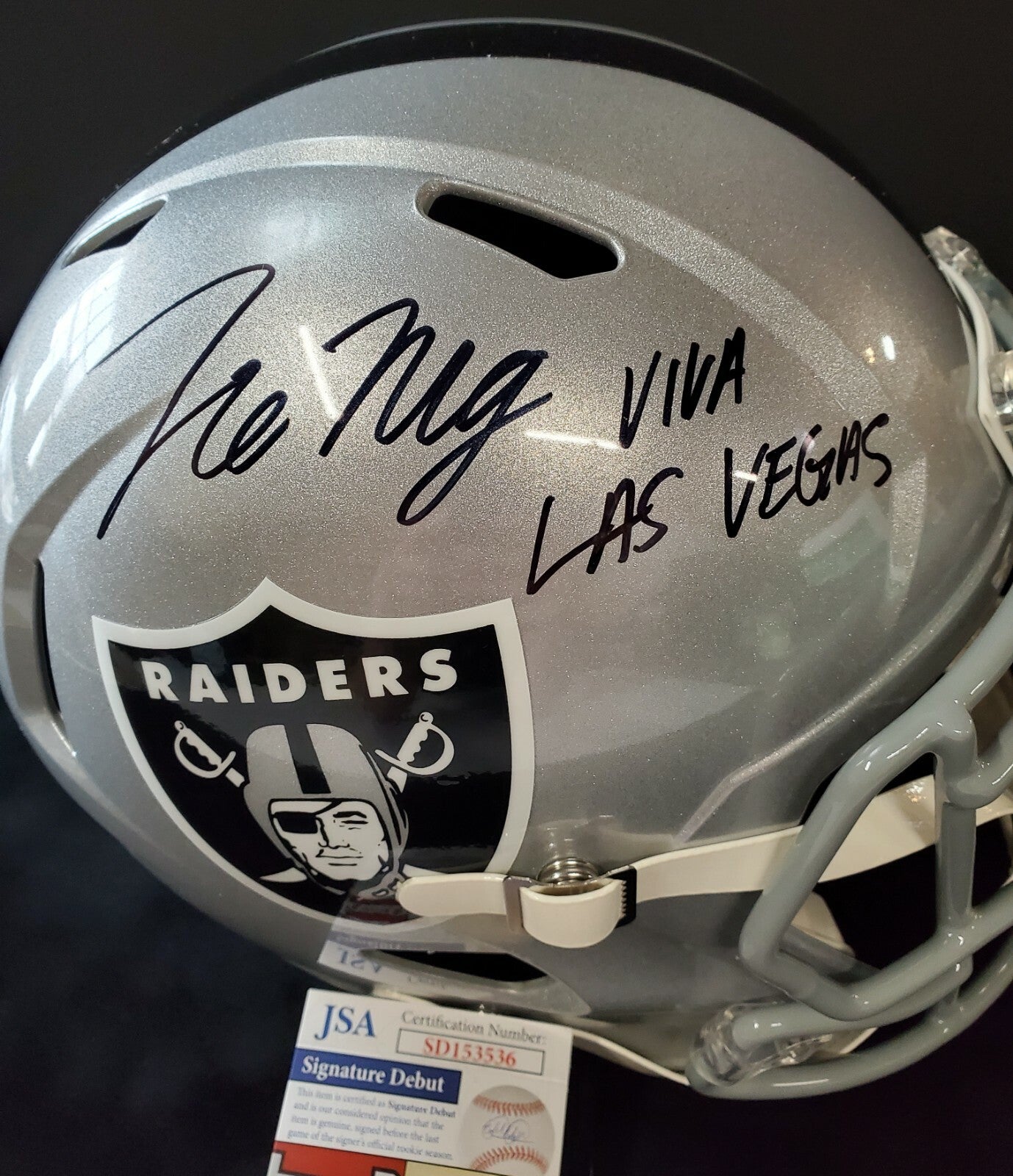 Las Vegas Raiders Tre'von Moehrig Autographed Inscribed Full Size Helmet Jsa Coa
