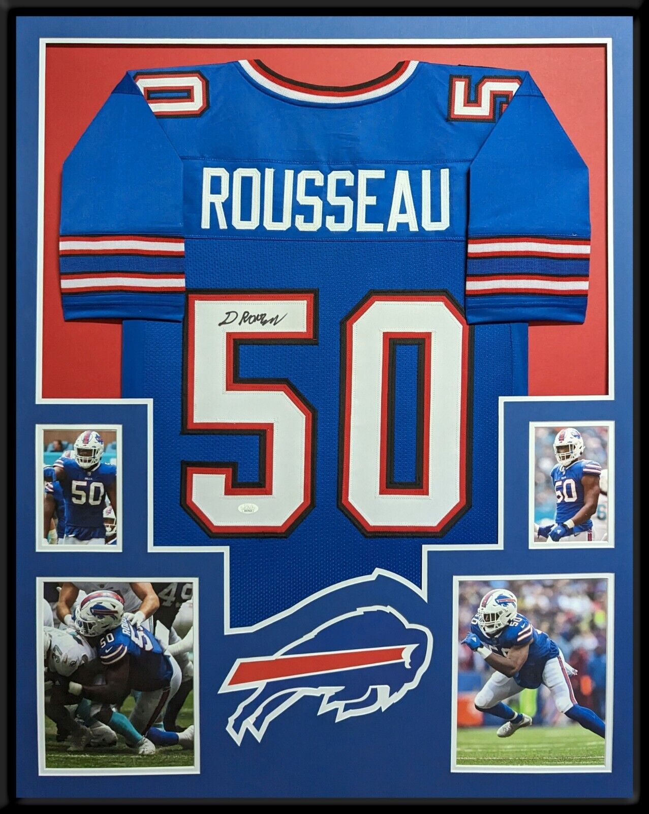 MVP Authentics Framed Buffalo Bills Greg Rousseau Autographed Signed Jersey Jsa Coa 495 sports jersey framing , jersey framing