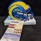 Los Angeles Rams Braden Fiske Autographed Speed Mini Helmet Jsa Coa