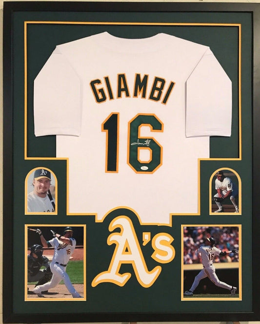 MVP Authentics Framed Jason Giambi Autographed Signed Oakland A's Jersey Jsa Coa 360 sports jersey framing , jersey framing