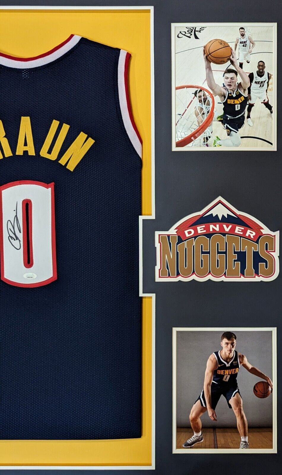 MVP Authentics Framed Denver Nuggets Signed Autographed Christian Braun Jersey Jsa Coa 585 sports jersey framing , jersey framing