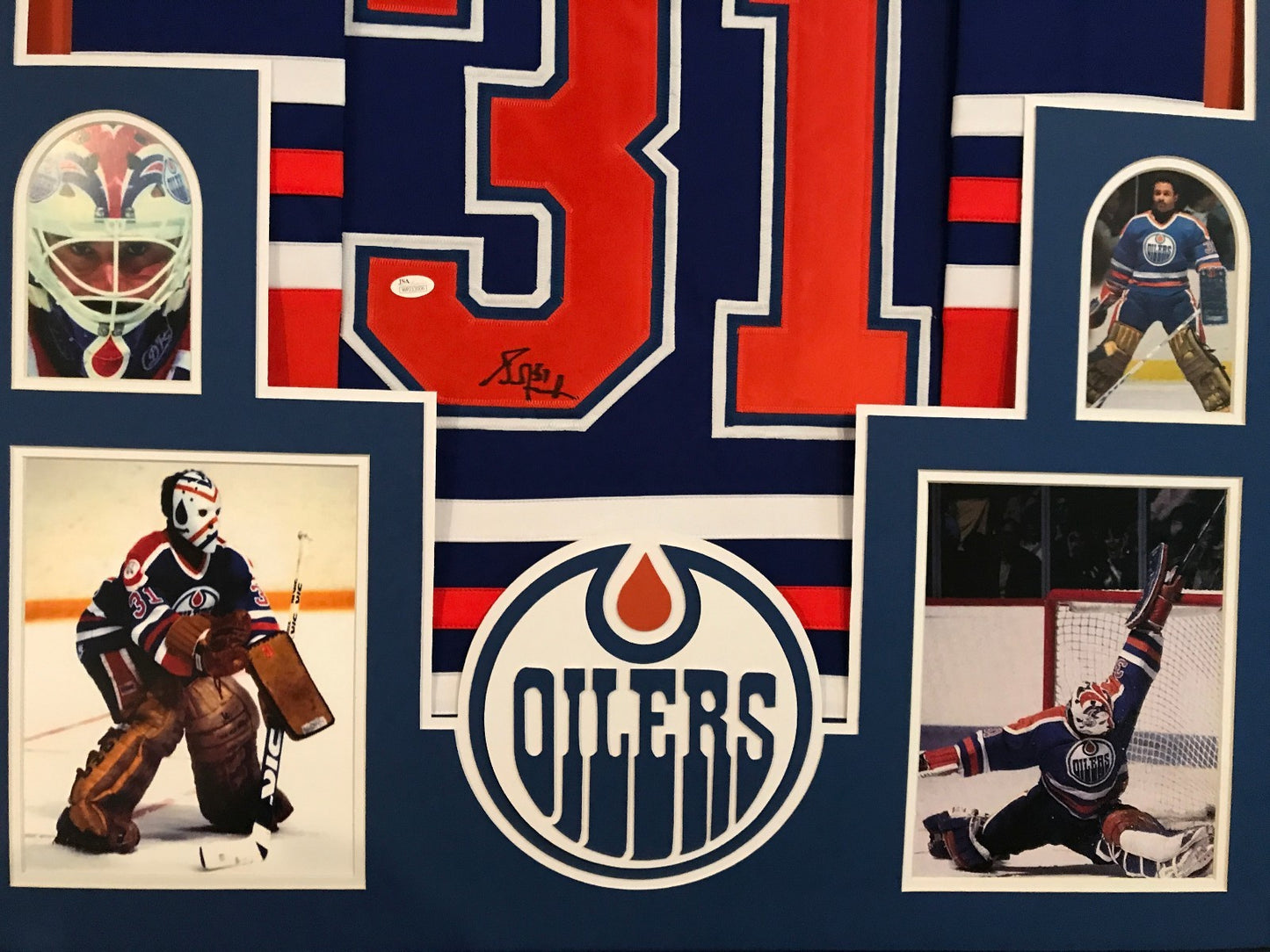 Framed Grant Fuhr Autographed Signed Edmonton Oilers Jersey Jsa Coa