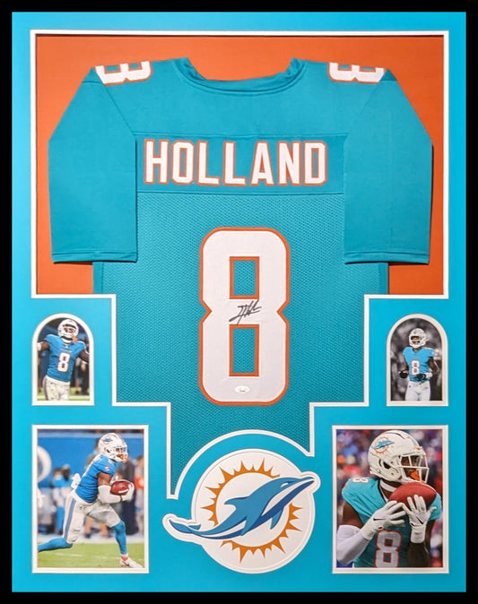 Framed Miami Dolphins Jevon Holland Autographed Signed Jersey Jsa Coa