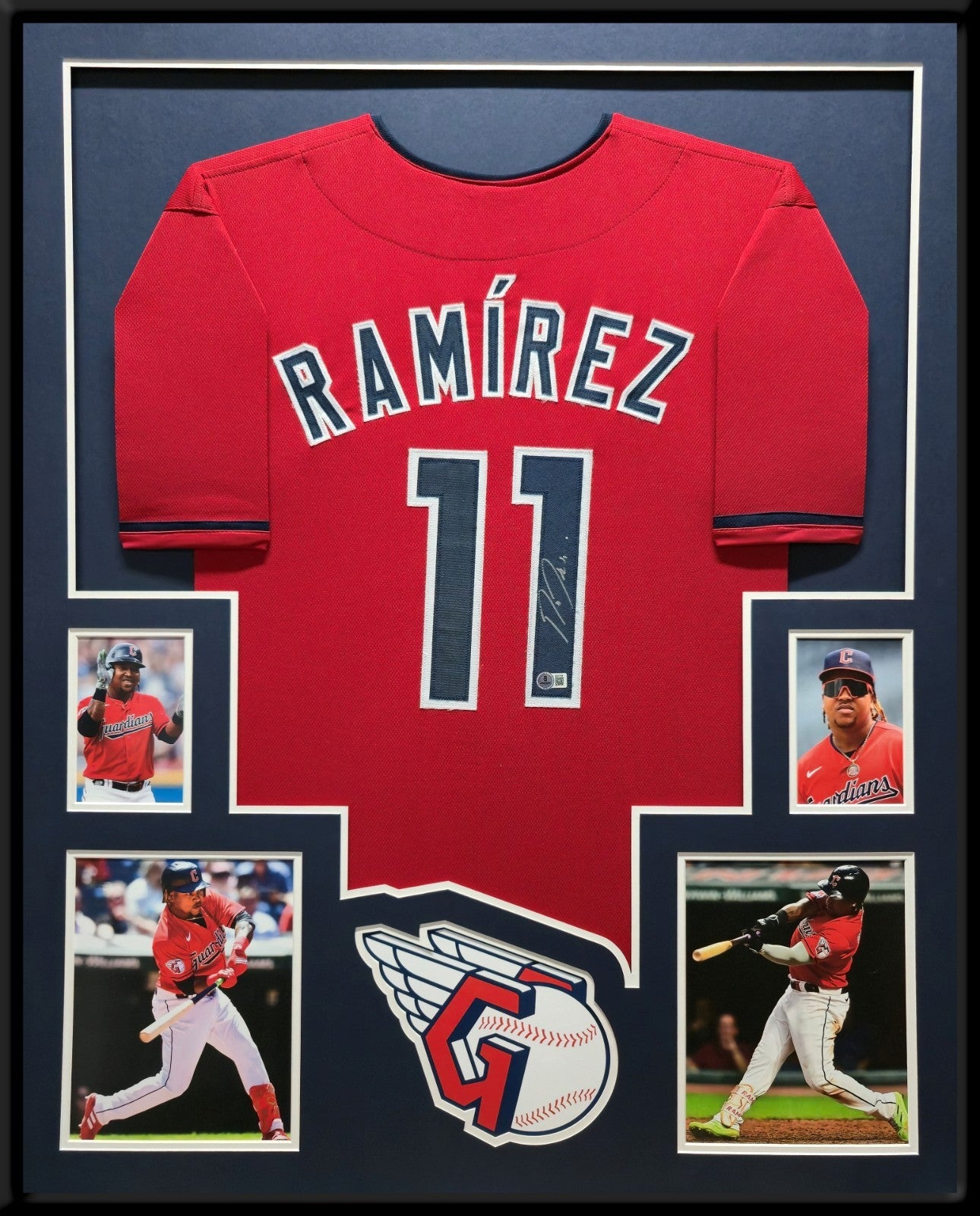 Framed Cleveland Guardians Jose Ramirez Autographed Signed Jersey Beckett Holo