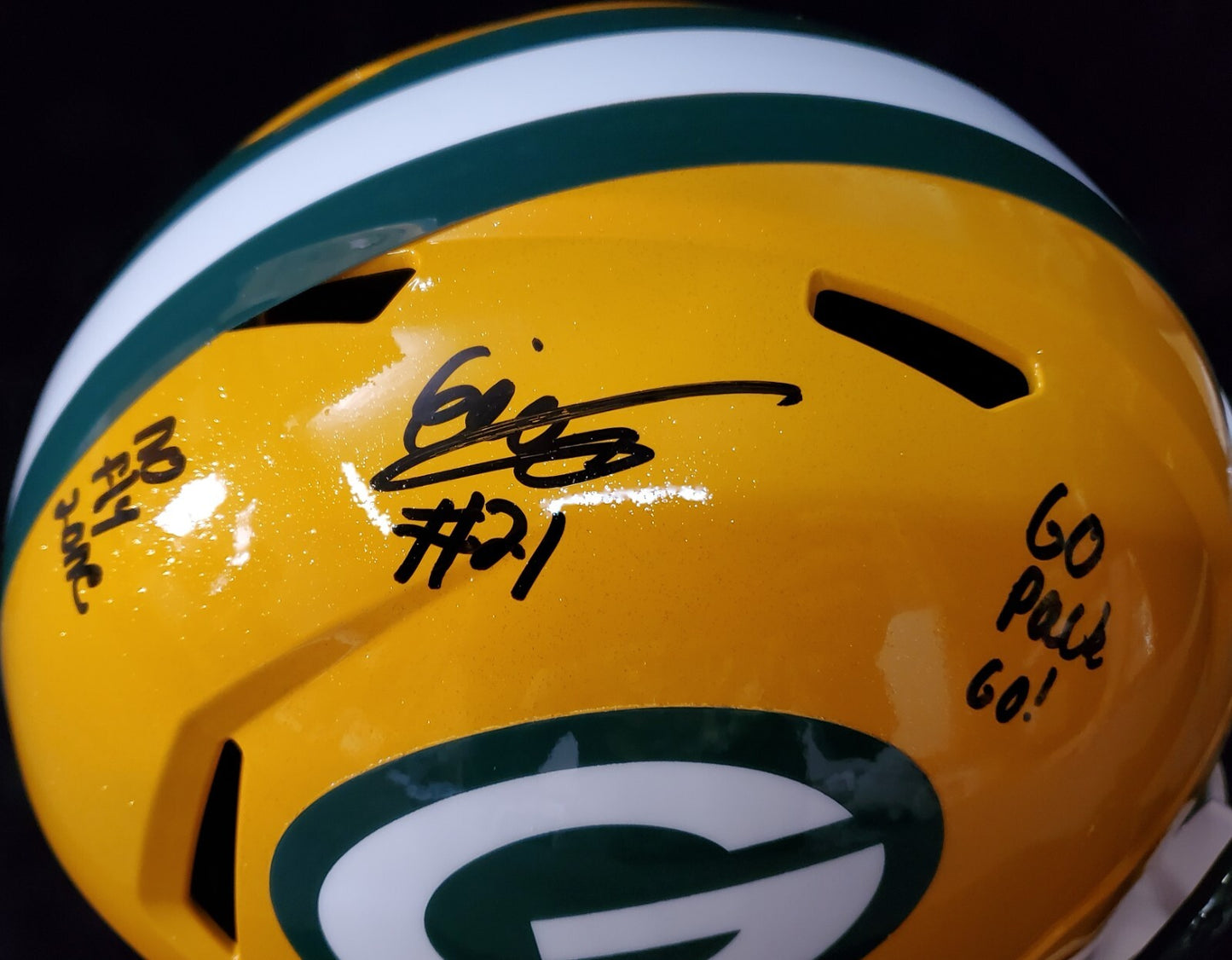 Green Bay Packers Eric Stokes Signed Insc Full Size Speed Replica Helmet Jsa