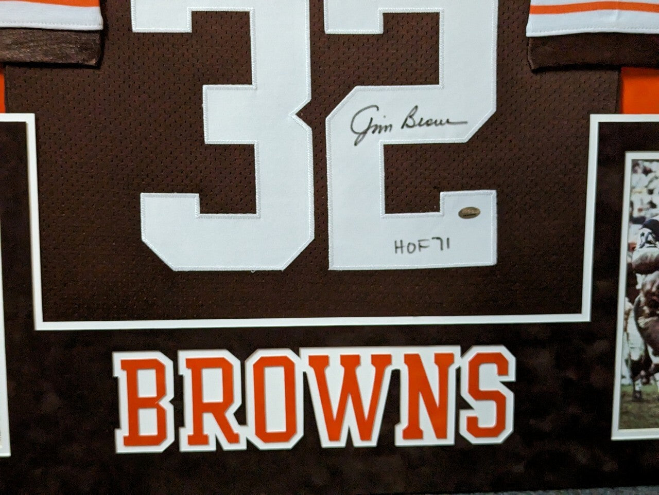 Custom Framed In Suede Cleveland Browns Jim Brown Autographed Signed Jersey Gtsm