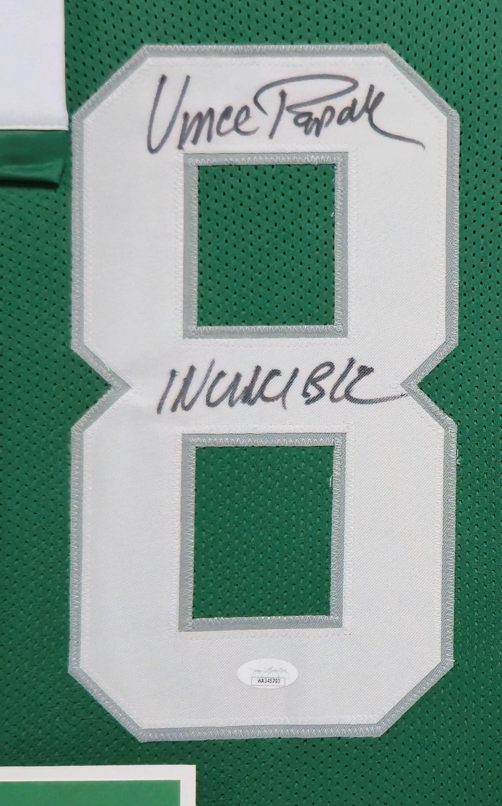 Framed Philadelphia Eagles Vince Papale Autographed Inscribed Jersey Jsa Coa