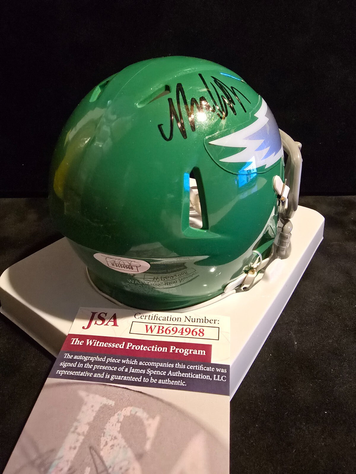 Philadelphia Eagles Nolan Smith Jr Autographed Signed Speed Mini Helmet Jsa Coa