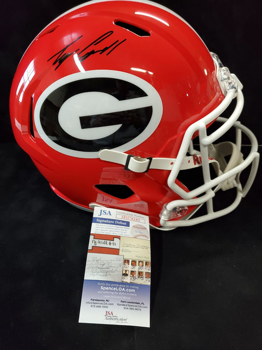 Georgia Bulldogs Tyson Campbell Signed Full Size Speed Replica Helmet Jsa Coa