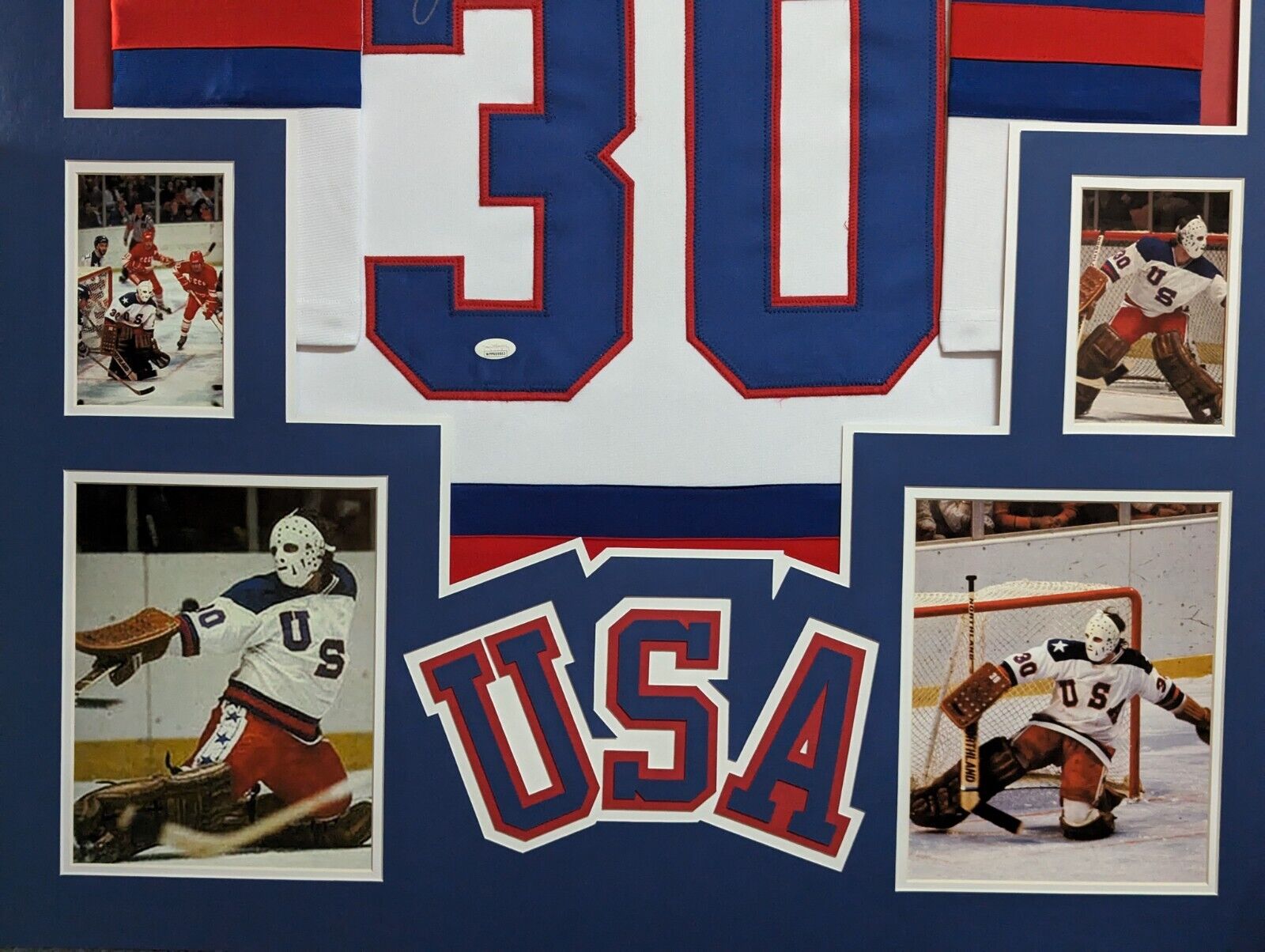 MVP Authentics Framed Usa Hockey Jim Craig Autographed Signed Jersey Jsa Coa 675 sports jersey framing , jersey framing