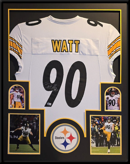 Framed Pittsburgh Steelers Tj Watt Autographed Signed Jersey Beckett Holo